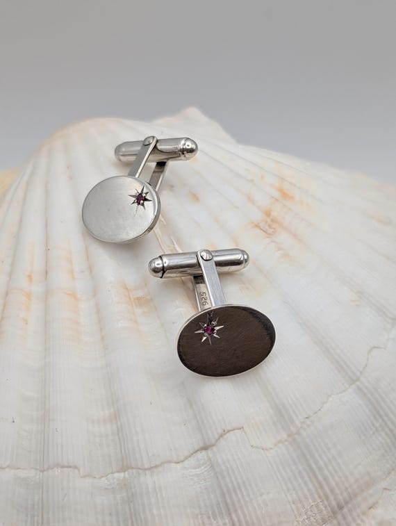 Vintage solid sterling silver and ruby star set t… - image 5