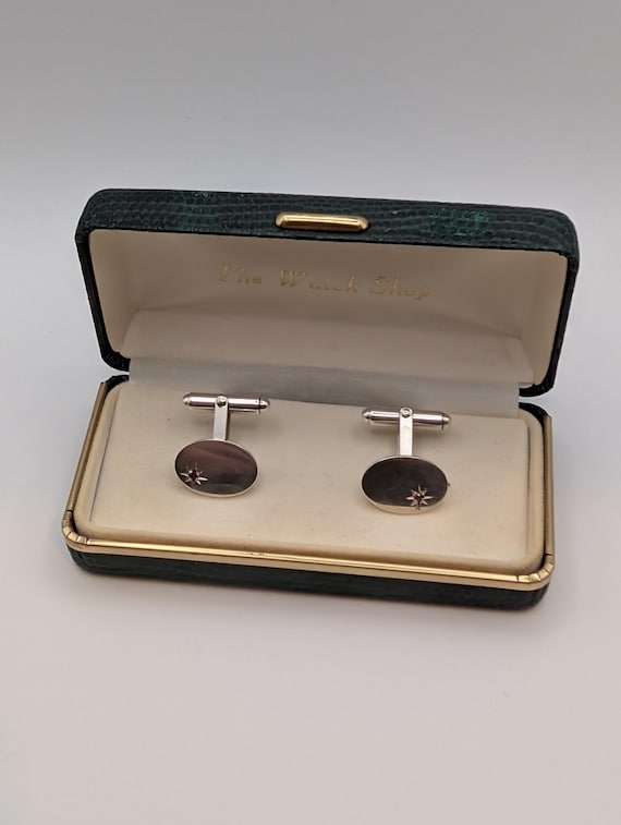 Vintage solid sterling silver and ruby star set t… - image 1