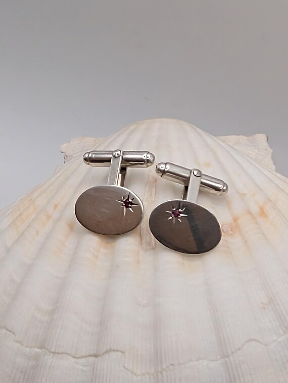 Vintage solid sterling silver and ruby star set t… - image 2