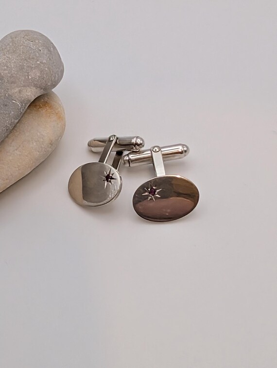 Vintage solid sterling silver and ruby star set t… - image 3