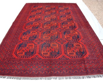 アンティーク エルサリ ラグ 6'6 x 9 フィート ピンクがかった