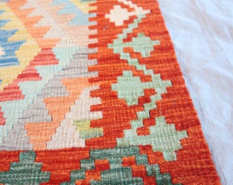廊下敷きアフガニスタン手織りキリム　 size:267×70cm ランナー 123cm×112cm 【アフガニスタン の マシュワニ手織り キリム 手織り絨毯