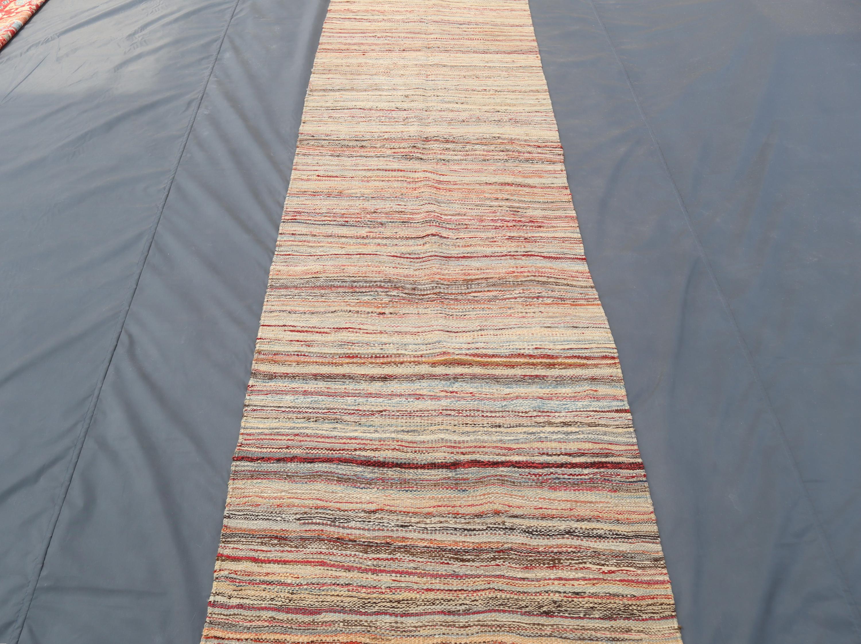 ストライプキリムランナー 2.8 x 10フィート アフガニスタン手織りラグ