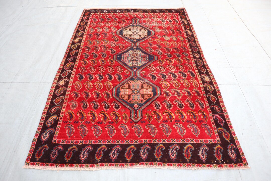 Afghan Caucasian 6x4 Handmade Wool Rug, Geometric Design Rug, Fine ...