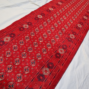 13 Ft Antique Runner Rug, Afghan Hand Knotted Wool Corridor Rug, Oriental Bukhara Rug, Vintage Tribal Red Runner, Kitchen Hallway Runner Rug