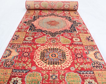 10 Feet Afghan Mamluk Runner, Hallway rug, 2&#39;9x9&#39;5 ft Turkmen Oriental Runner, Turkish Kitchen Wool Runner, Corridor Runner Rug, Stairs Rugs