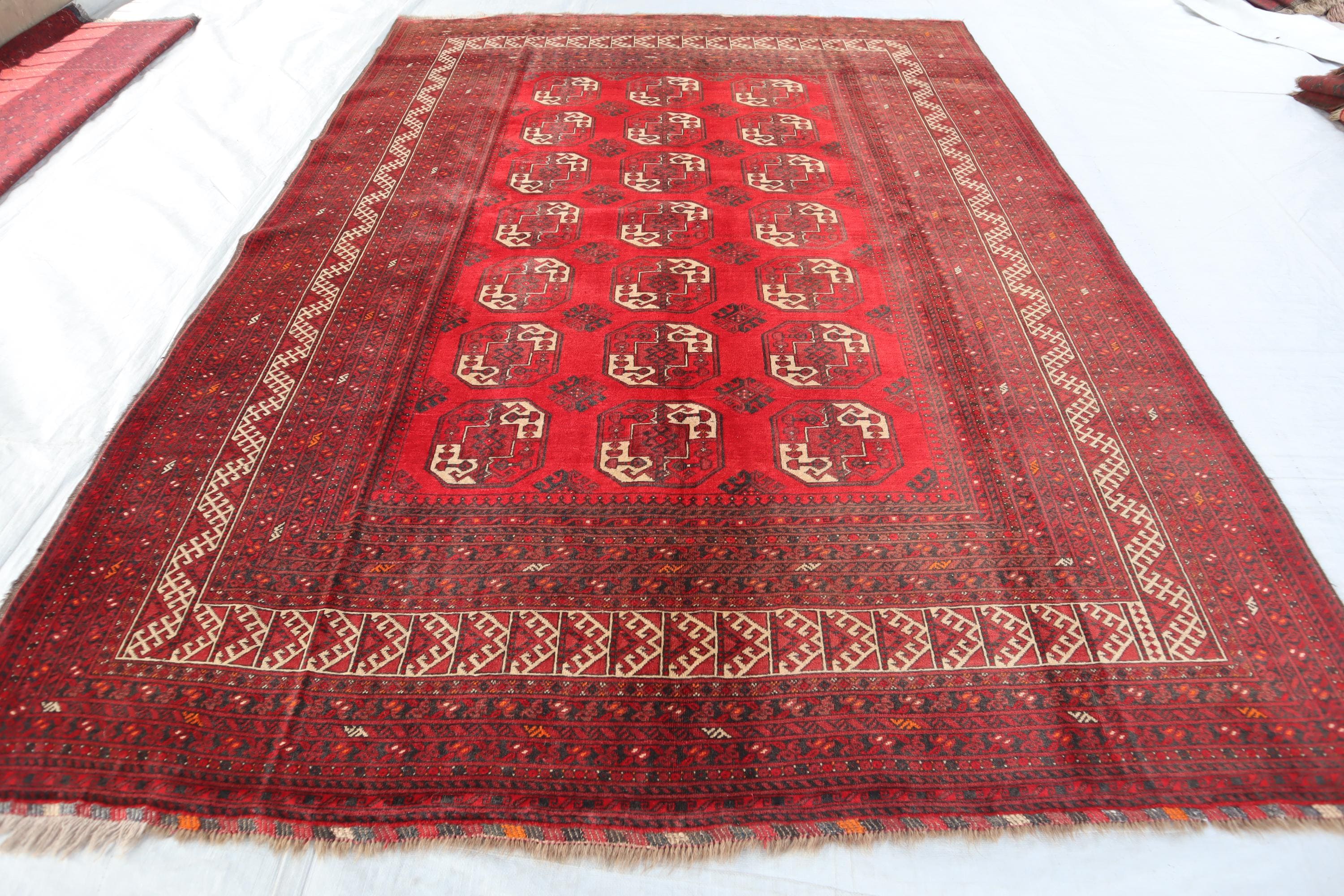 アフガンラグ 7 x 10フィート ヴィンテージ エルサリラグ、トルクメン