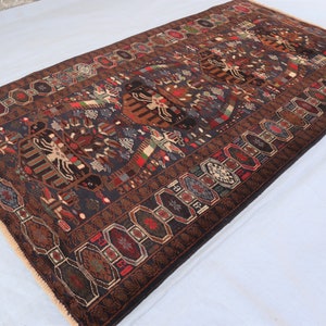 Antique rug, 3&#39;9x6&#39;10 ft Afghan Handmade Wool Pile Distressed Blue faded rug, Natural Veg dyes Wool rug, Vintage Boho Kitchen Bedroom Rugs