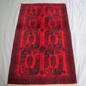 Antique Turkman Filpai Rug 2.10x4.1 ft, Turkmen Vintage Tekke Rug, Hand Made Wool Soft Pile Tribal Rug/ Oriental Red Carpet/ 3x5 Bedroom Rug