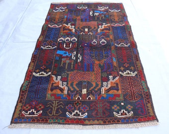 コレクターズ ピース 2'10x4'8 フィート 絵画的ラグ、ヴィンテージ