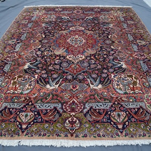 10x13 Collectors Piece Large Pictorial Carpet/ Purple Blue Afghan Handmade Antique Rug/One of a kind Large Rug/ Unique Animals Art decor Rug