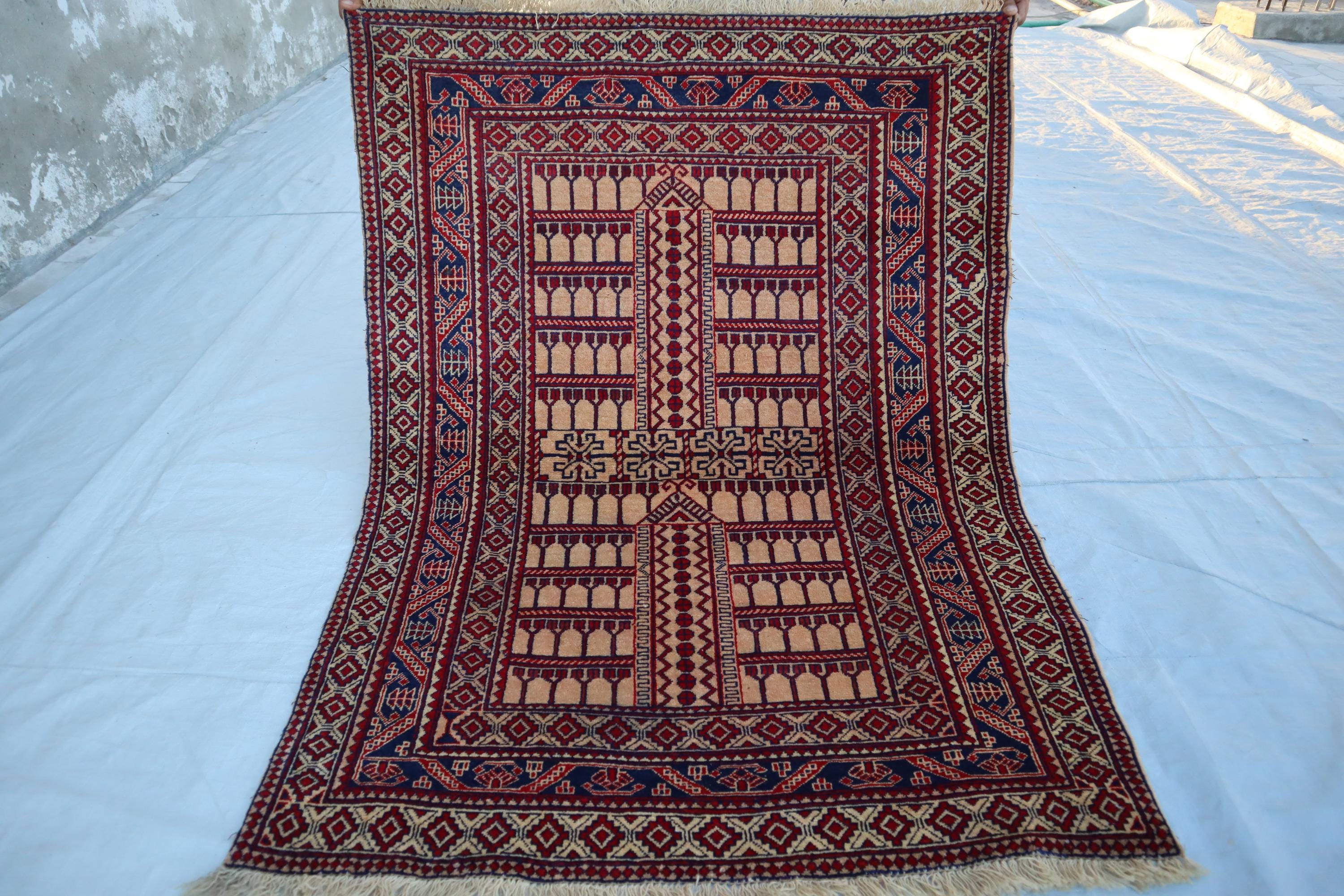 3'8x5'0 ft ヴィンテージ トルクメン ノマディック パルダ ラグ