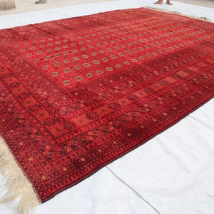10x13 COLLECTOR&#39;s Piece Turkmen Antique Ersari Rug, Afghan Handmade Bokhara Wool Rug, Large Vintage Rug, Tribal rug, 10x13 Dining Table Rug