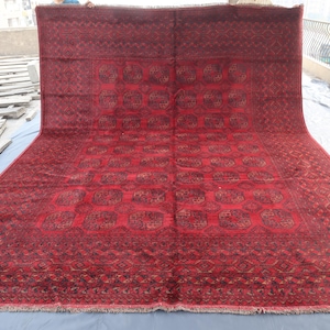 12&#39;8x9&#39;10 Ft Turkmen Ersari Tekke Rug, Hand-knotted Wool Area Rug Oriental Bokhara Rug, Rug For Large Living Room, Home Décor Large Area Rug