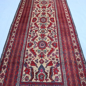 Alfombra de pasillo antigua de 3,2 x 9,9 pies, alfombra turcomana oriental, alfombra afgana hecha a mano, alfombras tribales, alfombras antiguas, alfombras vintage, alfombras de cocina. imagen 5