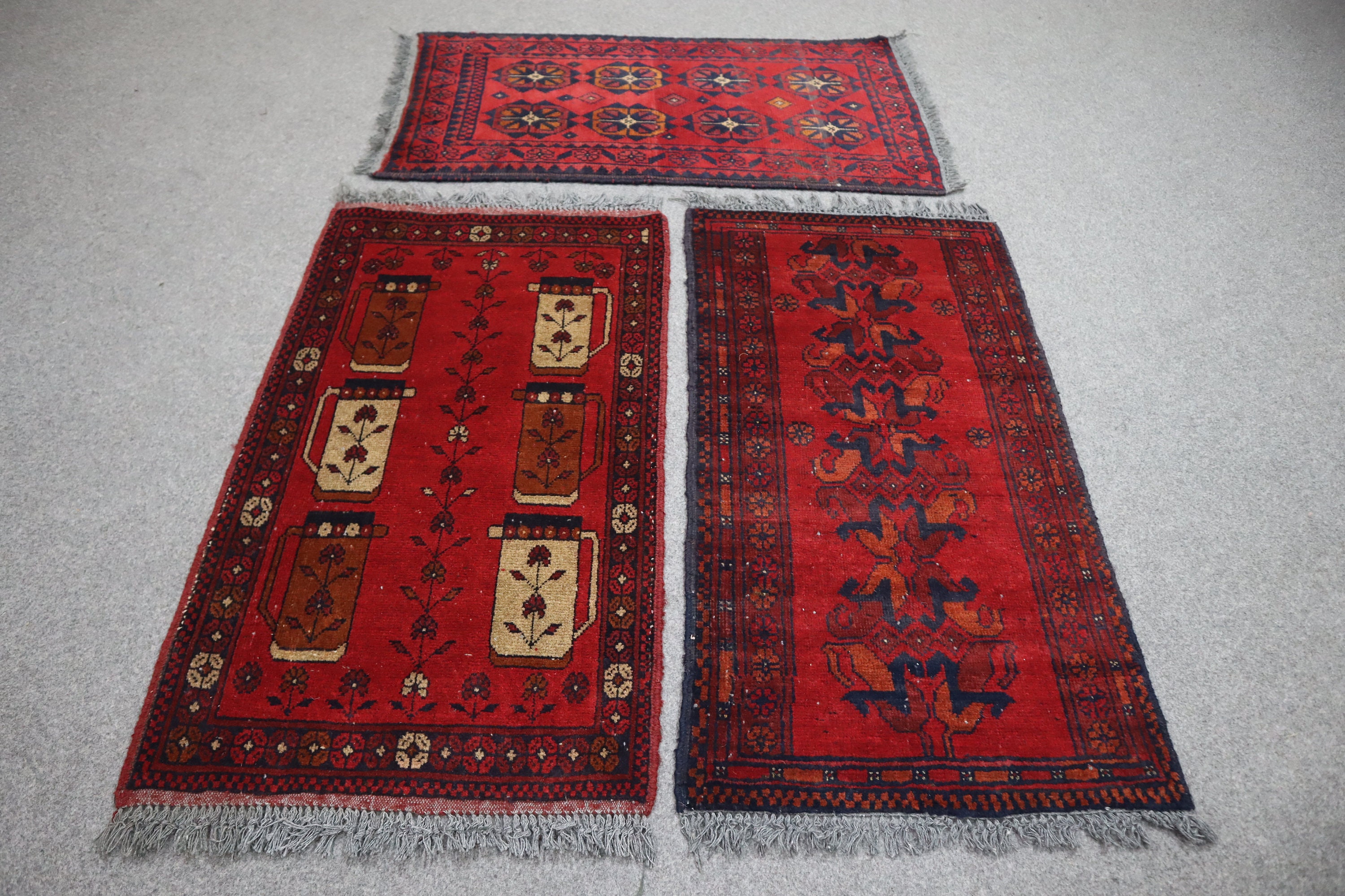 3'3x2'0フィート、3枚セット ヴィンテージ スモール エントランスラグ