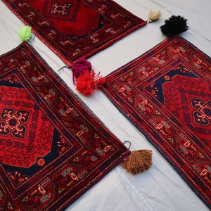 Cushion Cover Set of 3- Antique Tribal Turkmen Pillow Cover Rug, Home Decor Bukhara Handmade Wool Afghan Vintage Cushion Cover Rug Bohemian
