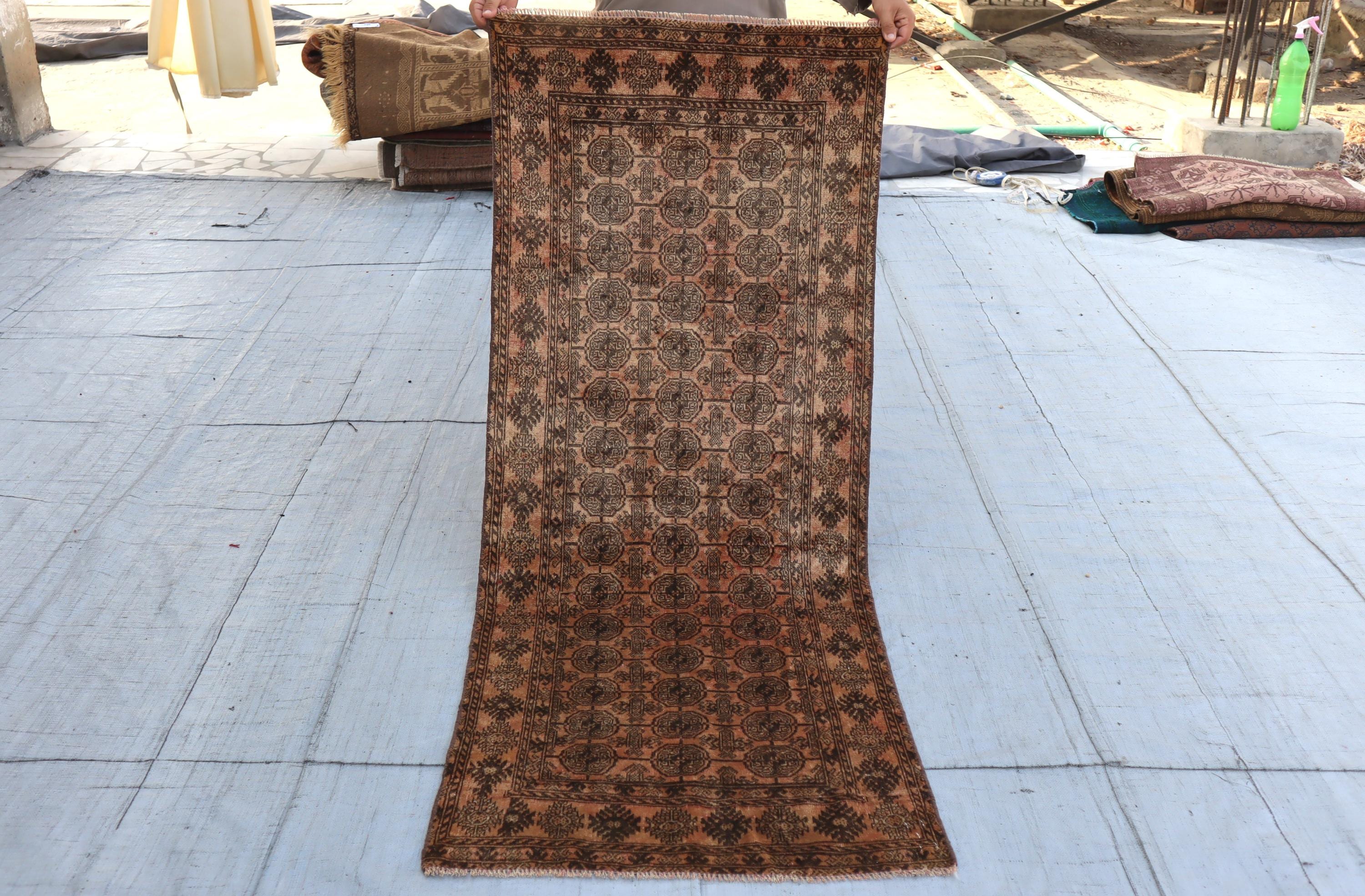 2.3x5.8 Ft- Turkmen Tribal Vintage Runner Rug I Soft Red Gray