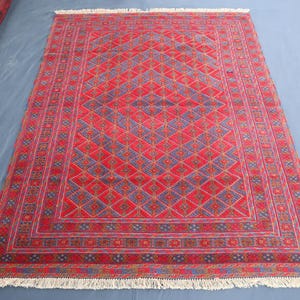 5&#39;0x6&#39;5 ft Afghan Area Rug, Fine Vintage Handmade Rug, Wool Area Rug, Ethnic Baluch Mishwani Rug, Turkmen Tribal Rug, Oriental Rug, Kids Rug