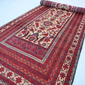 Alfombra de pasillo antigua de 3,2 x 9,9 pies, alfombra turcomana oriental, alfombra afgana hecha a mano, alfombras tribales, alfombras antiguas, alfombras vintage, alfombras de cocina. imagen 1