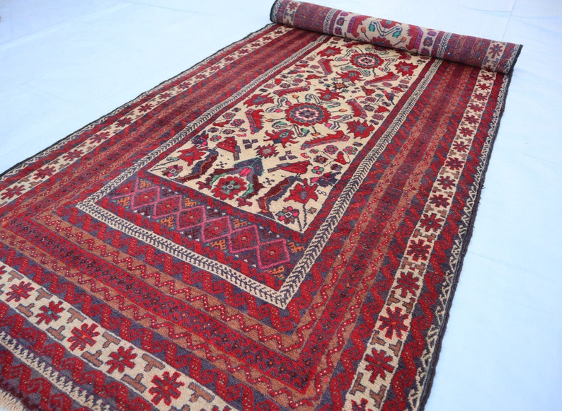 Alfombra de pasillo antigua de 3,2 x 9,9 pies, alfombra turcomana oriental, alfombra afgana hecha a mano, alfombras tribales, alfombras antiguas, alfombras vintage, alfombras de cocina. imagen 1