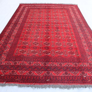 6.5x9.6 Ft Antique Oriental Bokhara Rug-Vintage Turkman Tekke Living Room Rug-Vintage Tribal-6x9 Bedroom Rug-Afghan Hand Knotted Waziri Rug