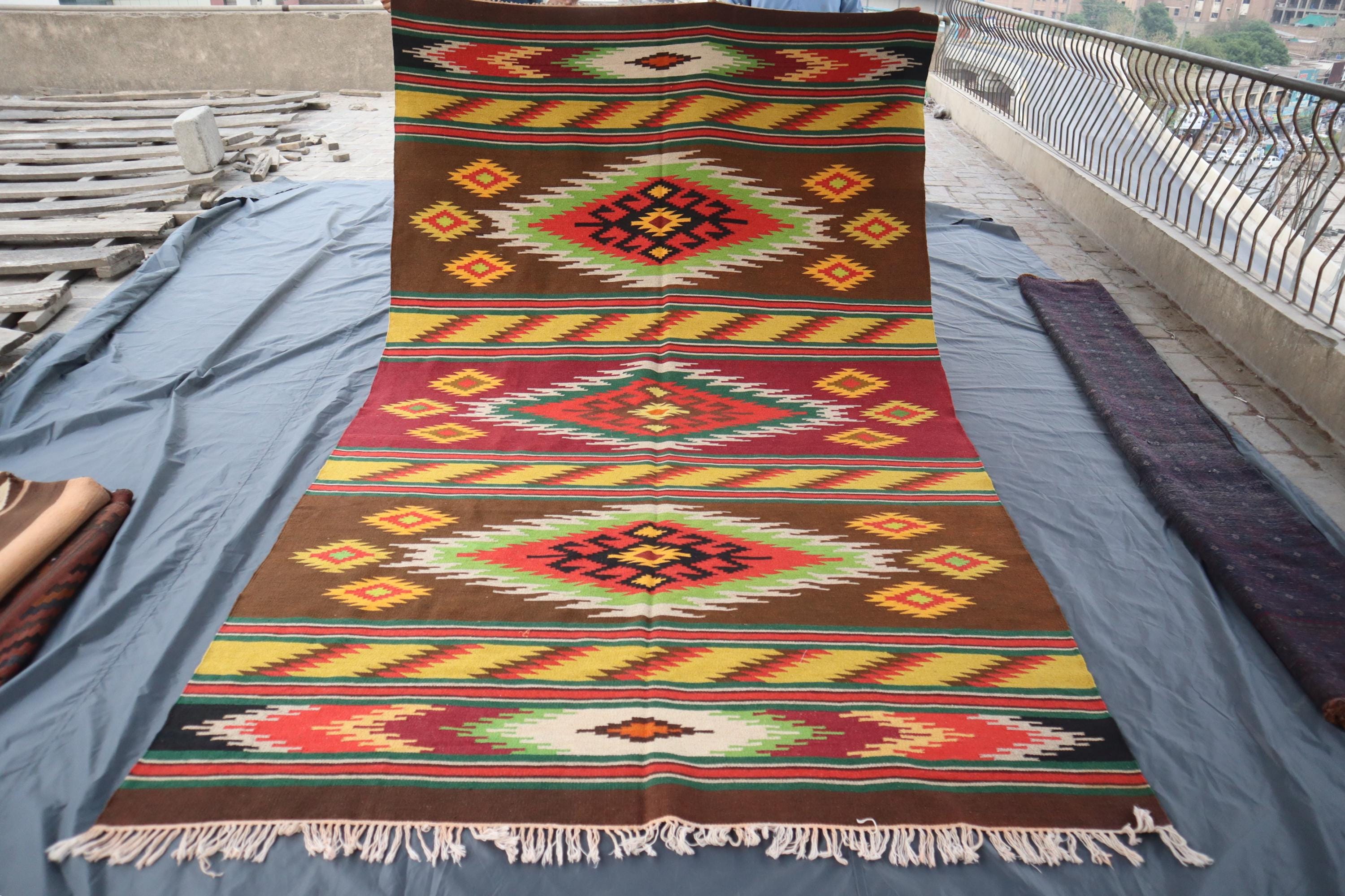 90's ヴィンテージラグ 手織りキリム マイマナ産 ウール100%