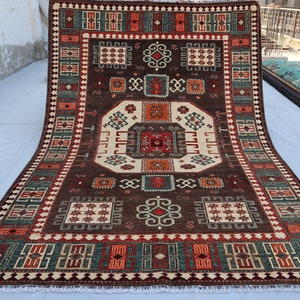 7x10 Brown Beige Mamluk Style Rug/ Hand knotted Afghan Serapi Rug/ Natural Veg dyes Oushak Rug For Living Room Bedroom Rug Oriental Carpet