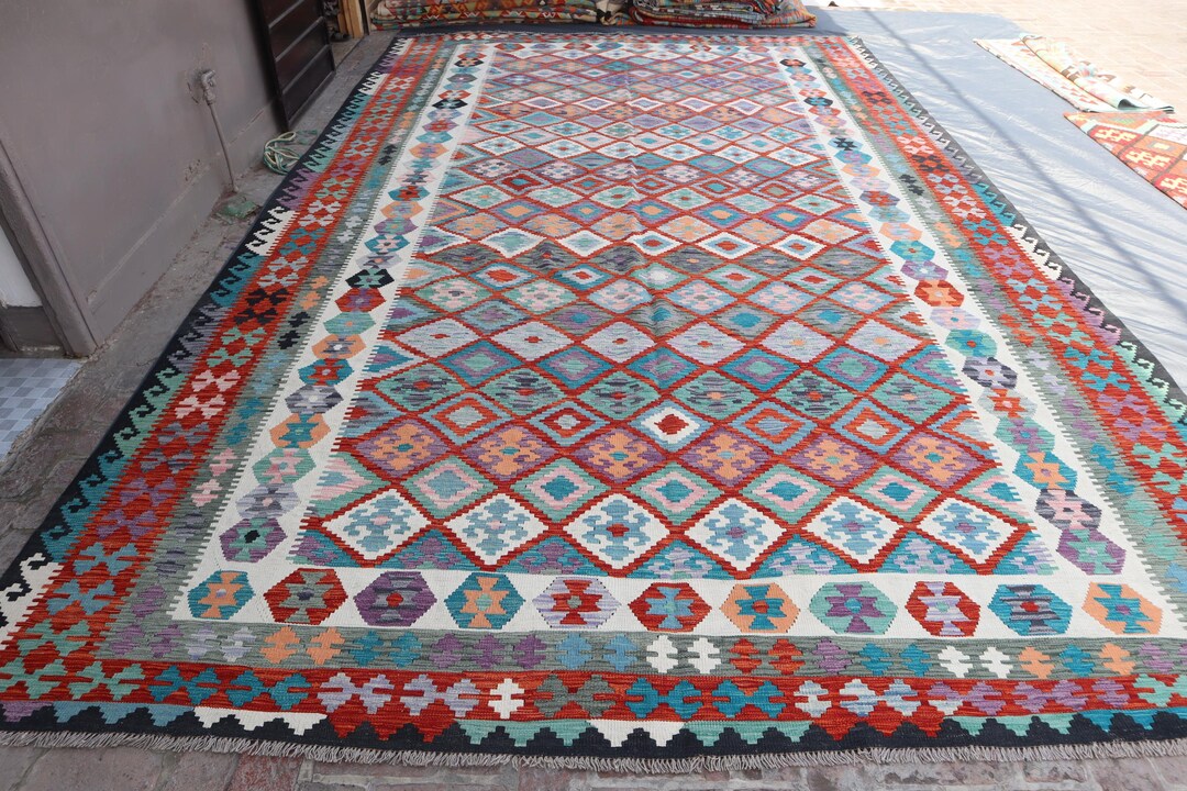 10x16 Oversized Kilim Rug, Afghan Hand Woven Boho Large Area Rug ...
