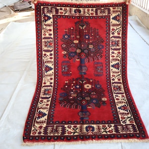 3.2x4.10 Ft Area Rug- Afghan High Quality Gabbeh Pattern Rug- Hand Knotted Organic Wool Moroccan Rug- Living Room Woolen Rug-Bedroom Rug 3x5