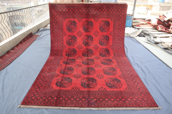 200x260 Fuß Teppich Turkmen Tekke Sarooqi Teppich, Handgemachter Woll Teppich für Wohnzimmer, Schlafzimmer, Berber Teppich