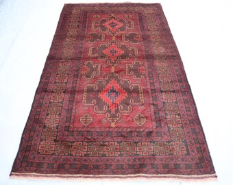 【1920s！】アンティーク トライバルラグ アフガンラグ ヴィンテージラグ RAGU024 寛ぎスペースに◎トライバルラグ 138cm×90cm アフガン地図