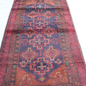 Vintage Afghan Bukhara Rug: Hand-Knotted Wool, Tribal Turkmen Red Rug (3&#39;5x6&#39;4 Ft)