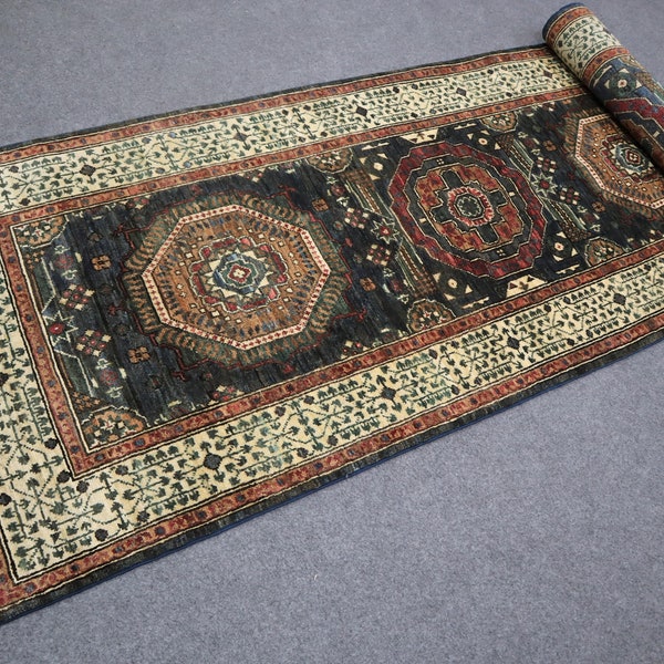 Türkischer Mamluk Design Läufer, Afghanischer Handgemachter Flur Teppich, Hochflor Weicher Wollteppich, afghanischer Mamlook Läufer