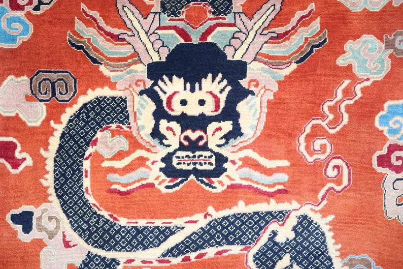 One of a Kind Pictorial Art Deco Rug 3'10x7'4 Ft, Afghan Hand Knotted