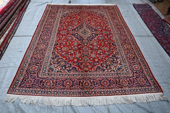 7x10 Vintage Rug, Large Handmade Caucasian Rug, Afghan Rug, Turkmen Tribal Medallion Rug, Oriental Bedroom Rug, Kitchen Area Rug