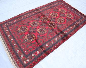 4 x 6フィートのアンティークエルサリラグ、アフガニスタンの