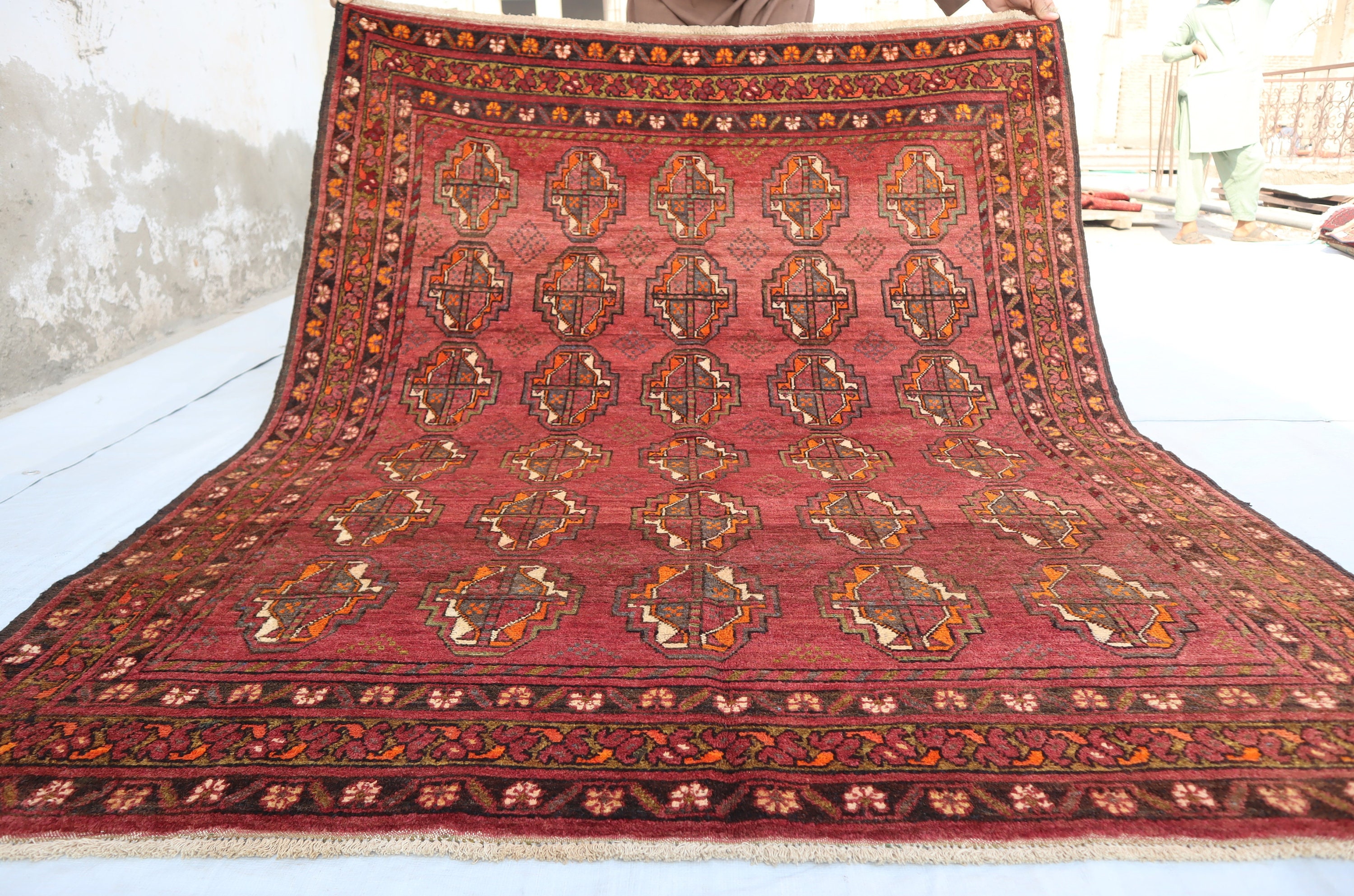 1950's Antique Turkman Ersari Rug 4'6x5'8 Ft- Tekke Oriental Rug ...
