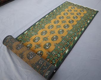 2'3x12'0 ft ヴィンテージ ランナーラグ、アフガニスタン ハンドメイド