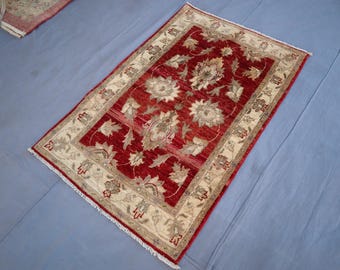 4x3 Gorgeous Turkish Mamluk Area Rug/ Afghan Handmade Plush Wool Rug/ Navy Blue Beige Hereke Rug/ Living Room Rug/ Bedroom Rug/ Accent Rugs