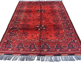 1980s Antique Rug- Turkmen Tekka Bukhara Rug- 3x5 Afghan Handmade Terracotta Rug- Distress faded Rug- Old Wool Rug- Tribal Rug- Kitchen Rug
