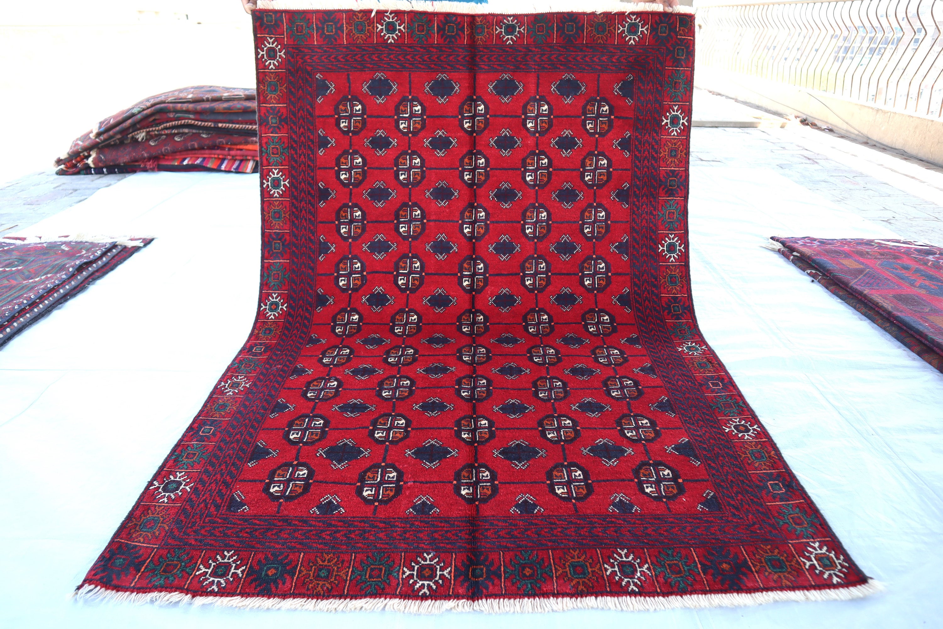 アフガニスタンの手作り絨毯size:70x73‼️ アフガニスタン絨毯販売 - 手作りの伝統品 - Rugvista