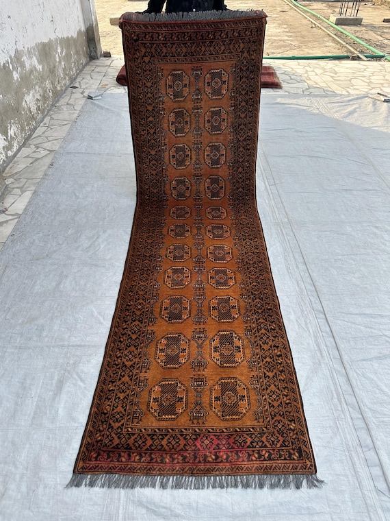 Collectors Piece Rug 3x10 Vintage Bokhara Runner- Organic Wool Turkman Tribal Rug- Oriental Rug- Bedroom Rug- Kitchen Rug, Handmade Wool Rug
