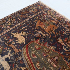 4'10x7'4 Ft, Vintage Handmade Art Large Pictorial One of a Kind Rug ...