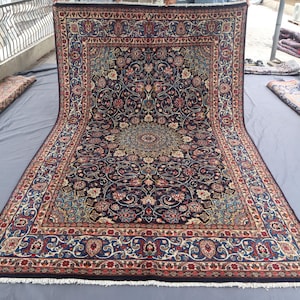 6&#39;4x9&#39;10 ft One of a kind Antique Wool Rug - Large Afghan Tribal Vintage Floral Rug - Soft Pile Handmade Wool Area Rug - Living Room Carpet