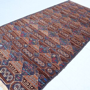 3&#39;5x6&#39;10 ft Tribal Antique Baluch Area rug- Afghan Hand Knotted veg dyes wool rug- Oriental Antique faded distressed Turkmen Rug Bedroom Rug
