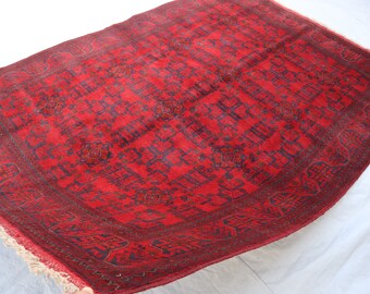 Afghanischer 6 x 8 Ft Bokhara Roter Teppich - Vintage Rost Roter Orientteppich Für Esszimmer - Handgefertigter Turkoman Bokhara Wohnzimmer Teppich - Boho Roter Teppich