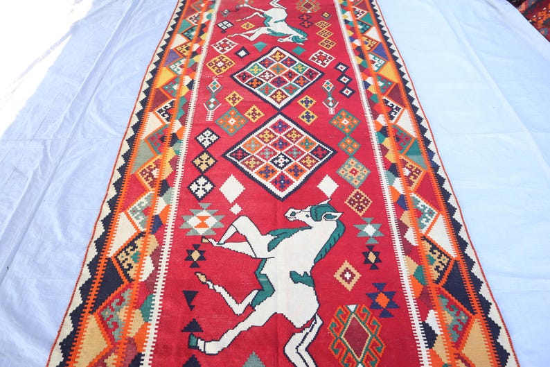 Antique Turkish Kilim Rug 5'6x12'5 Ft Wide Runner Rug/ Handmade