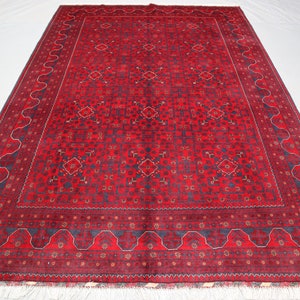 Red Large Area Rug, 6&#39;6x9&#39;8 Ft Bokhara Hand Knotted Wool Rug, Handmade Afghan Oriental Rug, Rugs For Living Room Bedroom, Afghan Bukhara Rug