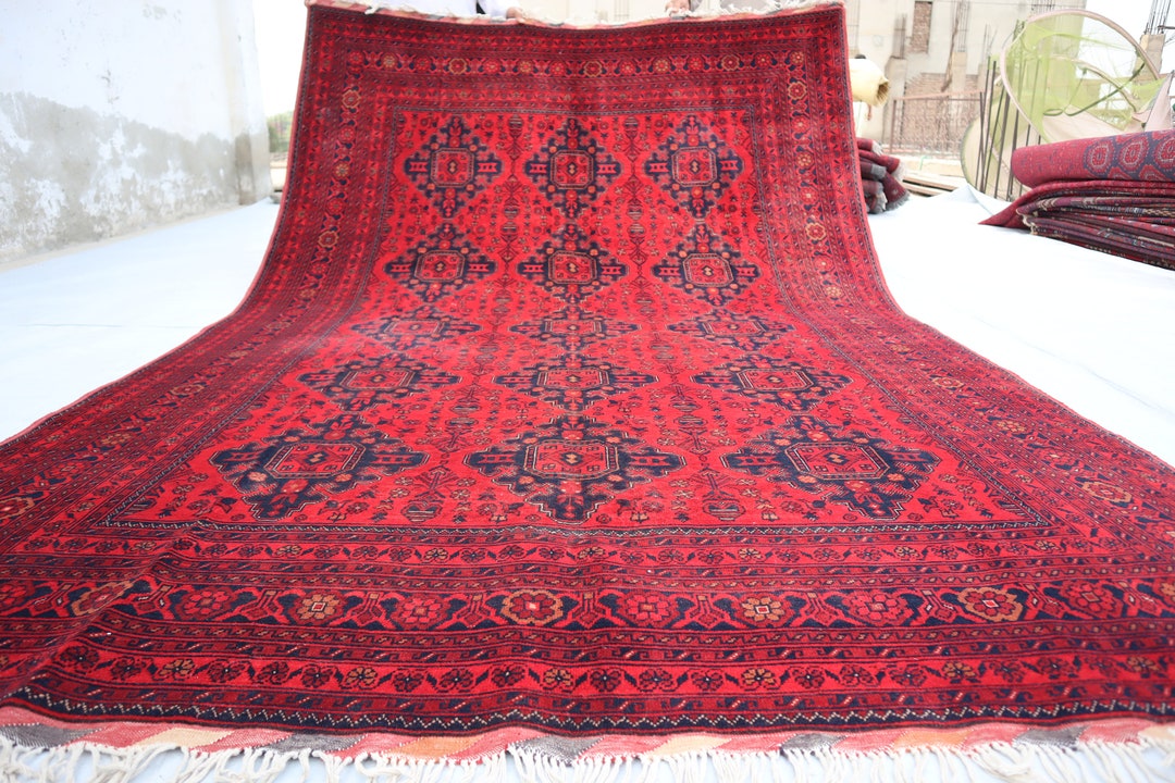 6'5x10'7 Ft Vintage Rug Vintage Bokhara Bashiri Rug Afghan Handmade